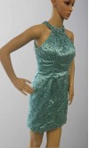 Sapphire Halter Mini Sheath Prom Dance Dresses KSP438