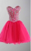 Rhinestone Sweetheart Bodice Short Red Prom Dresses UK KSP403