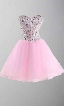 Rhinestone Sweetheart Bodice Short Red Prom Dresses UK KSP403