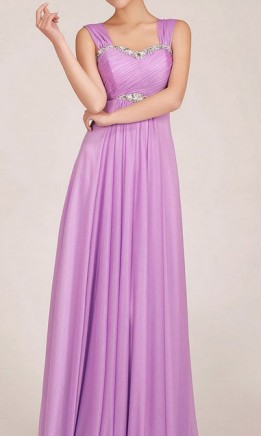 A-line Beaded Empire Shoulder-straps Long Prom Dresses KSP026