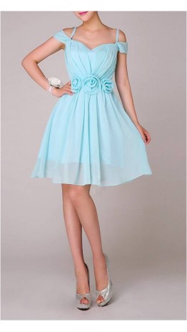 Baby Blue Goddess Off The Shoulder Sleeves Prom Dress KSP075