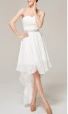 White Strapless Sweetheart Beaded High Low Homecoming KSP101