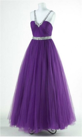 V-Neck Long Tulle Sequin Prom Dress KSP109