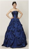 Deep Blue Strapless Drapped Gothic Prom Gowns KSP117