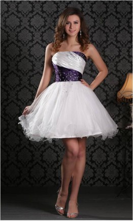 Nifty Strapless Glitter Tulle Short Homecoming Dress KSP120