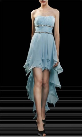 A-Line Strapless High Low Chiffon Prom Dress KSP130