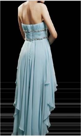 A-Line Strapless High Low Chiffon Prom Dress KSP130