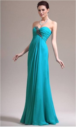 Long Chiffon Sweetheart Strapless Prom Dress KSP137