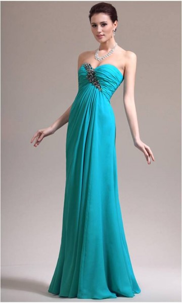 Long Chiffon Sweetheart Strapless Prom Dress KSP137