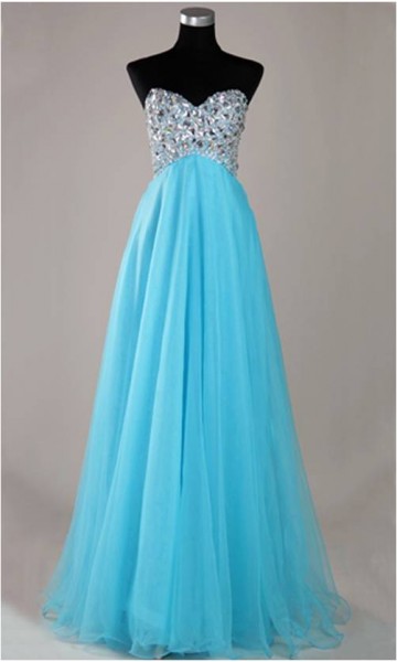 Luxury Sweetheart Strapless Long Organza Prom Dresses 