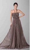 Chocolate Halter Twist Bust Long Bridesmaid Dresses KSP176