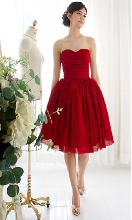 Cute Red Sweetheart Short Tulle Graduation Dresses KSP237