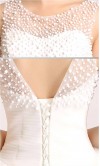 Cute White Short Lace Prom Dress with Pearl Mesh Top KSP239