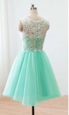 White Lace Short Mint Green Grad Dresses for Junior