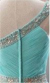 Goddess Teal Train One Shoulder Prom Dresses