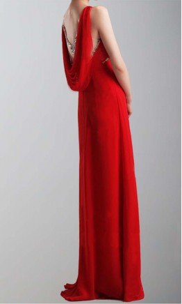 Red Cloak Slim Spaghetti Long Prom Dresses KSP253