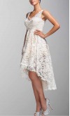 Ivory Lace V-neck High Low Bridesmaid Dresses KSP256