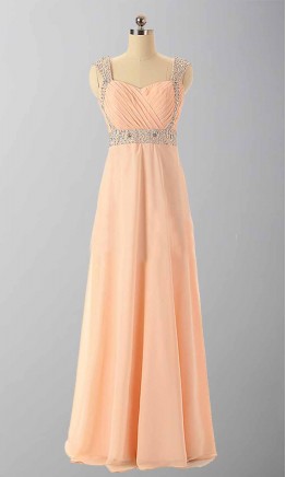 Cap Sleeve Sweetheart Rhinestone Long Prom Dresses KSP284