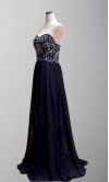 Dark Navy Blue Dazzling Embroidery Long Formal Dresses 