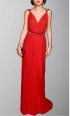 Red Long V-neck Chiffon Prom Party Dresses KSP288