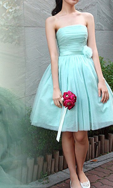 Fresh Mint Sweet Short Tulle Bridesmaid Dresses