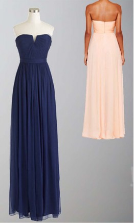 Blue V-neck Pleated Long Bridesmaid Dress UK KSP333