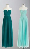 Blue V-neck Pleated Long Bridesmaid Dress UK KSP333