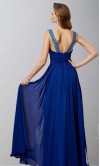 Blue Beading Round Neck Tunic Long Prom Dresses