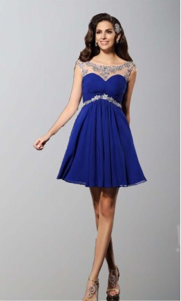 Blue Illusion Short Lace Prom Dresses UK KSP347