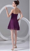 Burgundy Sweep V-neck Short Prom Dress Empire Waist