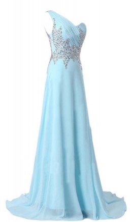 Light Blue One Should Zigzag Sequin Long Formal Dresses KSP369