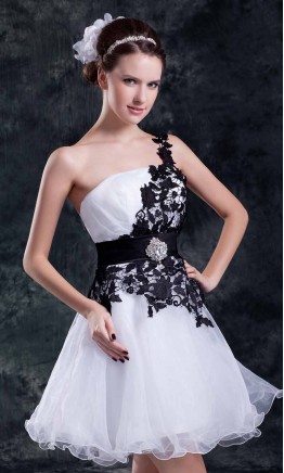 Black and White Short Prom Graduation Dress KSP375