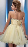 Pastel Yellow Sequin Empire Bowknot Short Prom Gown KSP392