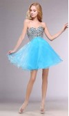 Sequined Empire Short Black Prom Dress Lace Up Back