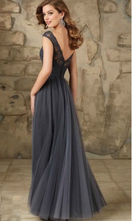 Dark Gray Long Lace Bridesmaid Dresses UK KSP401