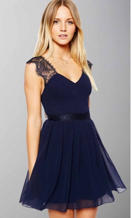 Cute Lace Cap Sleeves V-neck Short Graduation Dress KSP410