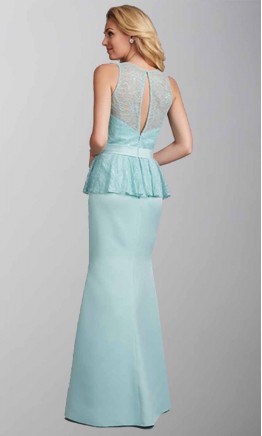 Elegant High Lace Illusion Long Sheath Bridesmaid Dresses KSP413