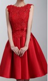 Short Red Bridesmaid Dress Oblong Neckline KSP430