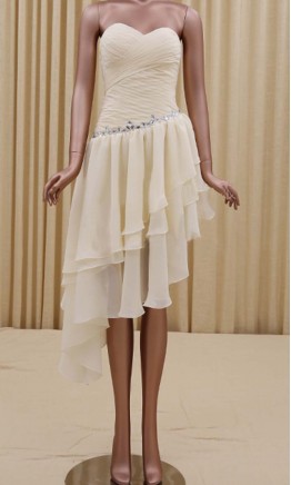 High Low Cream Layered Short Prom Dress KSP432