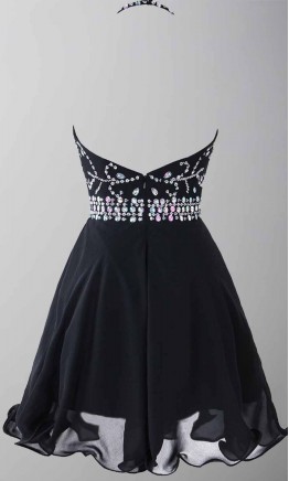 Short Blue Prom Dresses Jeweled Sheer Halter KSP439