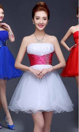 Corset Strapless Short Ball Dresses Lace Up Back KSP442