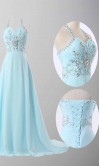 Sky Blue Halter crystal  Long Prom Dresses