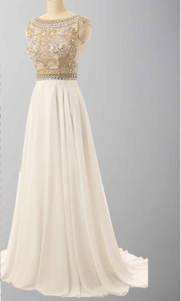 Delicate Prom Dresses Long with Jeweled Sheer Top KSP449