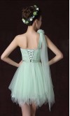 Mint One Shoulder Asymmetric Short Graduation Dresses KSP472