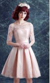 Applique Lace Half Sleeves Bateau Short Party Dresses KSP474