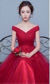 Off The Shoulder Princess Red Prom Ball Gown Dresses