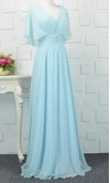 Capelet Flutter Overlay Long Chiffon Bridesmaid Dress KSP478