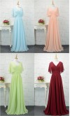 Capelet Flutter Overlay Long Chiffon Bridesmaid Dress KSP478