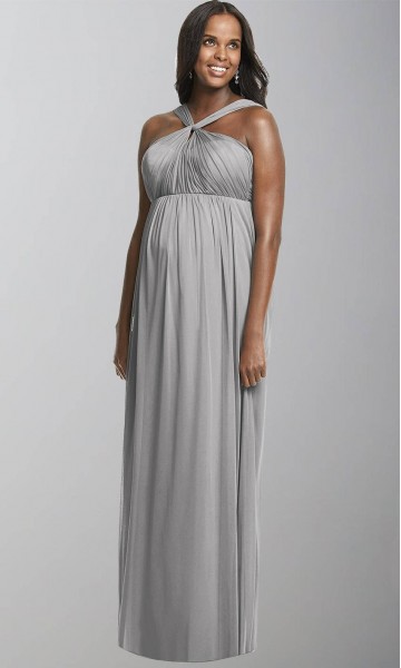 Halter Grey Empire Long Maternity Bridesmaid Dresses KSP482