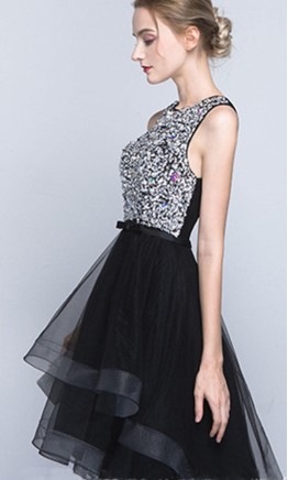 Sparkly High Low Tiered Layer Grade Prom Dresses